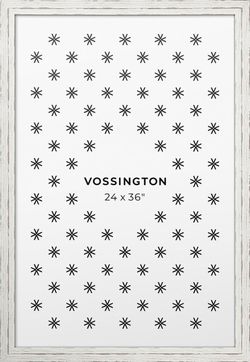  Vossington Rustic 24x36 Poster Frame - Distressed White Frame Color (Faux Wood Grain) - Farmhouse & Vintage Frame Design - Fits 1 Picture, Art Print,