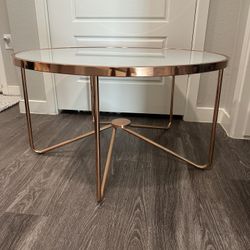 Rose Gold Metal And Glass Coffee Table 