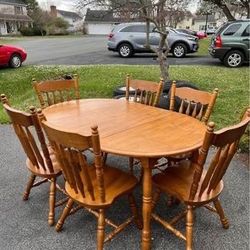 Wood Dining Room Table And Chairs With Leaf Extender 