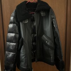 KARL LAGERFELD Men's Faux Shearling Aviator Jacket
