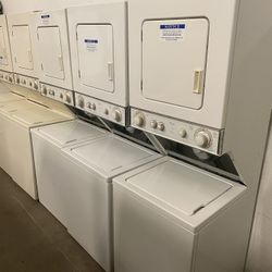 Several Clean White Whirlpool 24 Inch Stackable Washer & 220 Electric Dryer