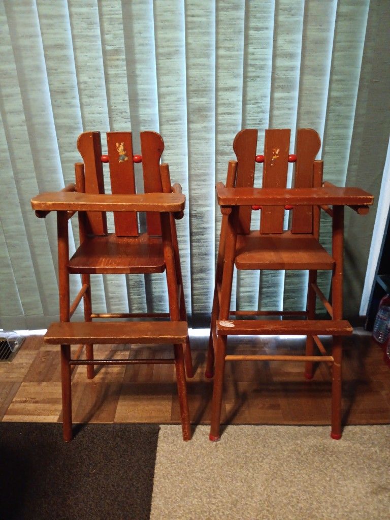 Vintage Wooden Doll High Chairs