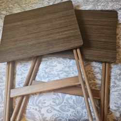 Artex Vintage Wooden TV Trays X2