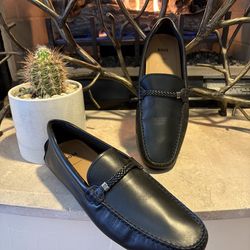 BOSS Noel Black Leather Loafer Shoes Size EU 44/ US 11