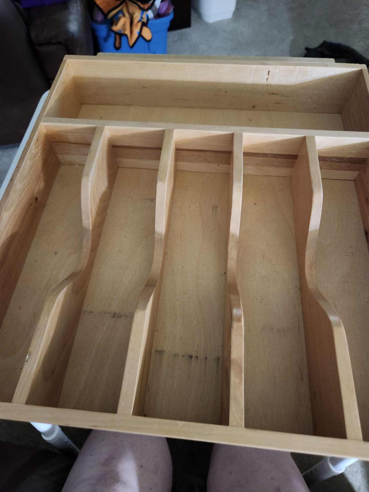 Wood 6 Compartment Silverware Tray 14" wide x 19 1/2" deep
