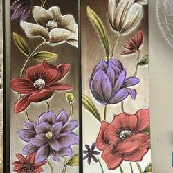 Beautiful Floral Canvases! 36”x 12” $15/each