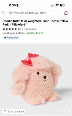 Poodle Kids' Mini Weighted Plush Throw Pillow Pink - Pillowfort