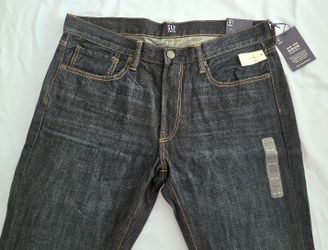 GAP 34x32 Men's Straight Leg Mid Rise Bootcut Opening Dark Indigo Jeans NEW