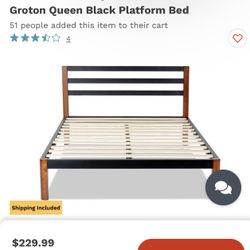 Groton Queen Black Platform Bed