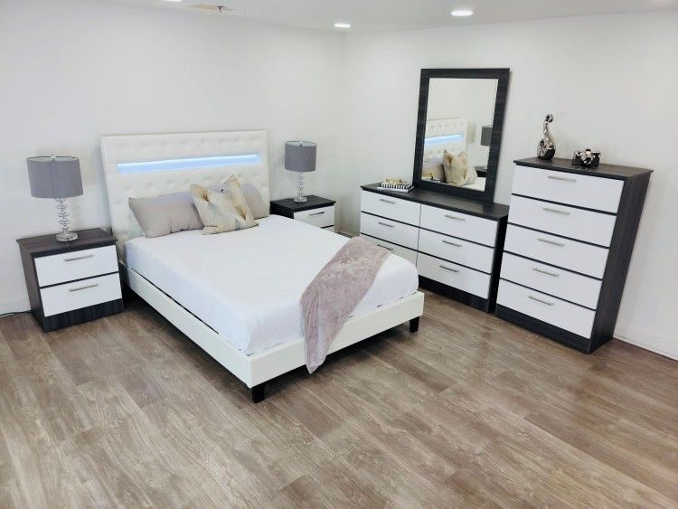 Bed Room Set Whit Led Light ``` Juego De Cuarto Con Luz Led