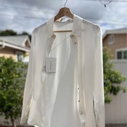 Luxury Milano White Silk Blouse