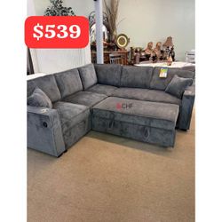 Corduroy Sectional Sleeper Sofa With Pull Out Bed  - September Sale 