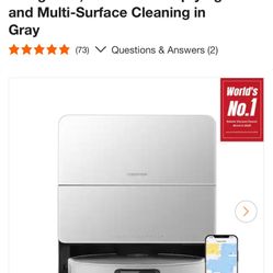 Roborock Saros 10 17.3 in. Robotic Vacuum and Mop with Smart Navigation, Auto-Dust Emptying and Multi-Surface Cleaning in Gray