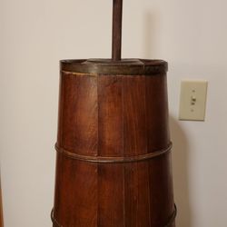 Antique Primitive 19th Century Cedar Butter Churn - Complete with Dasher