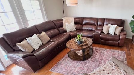 Brown Leather Sectional Couch