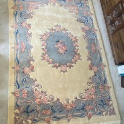 French Aubusson Style Hand Knotted Area Rug 6x9ft