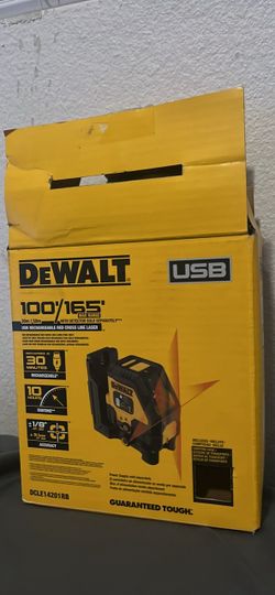 DEWALT 165 ft. Red Self-Leveling Cross-Line Laser Level with USB-C Charging Cable, Mounting Plate and Storage Case