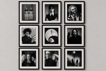 Black & White Halloween Movie Frames – 8x10