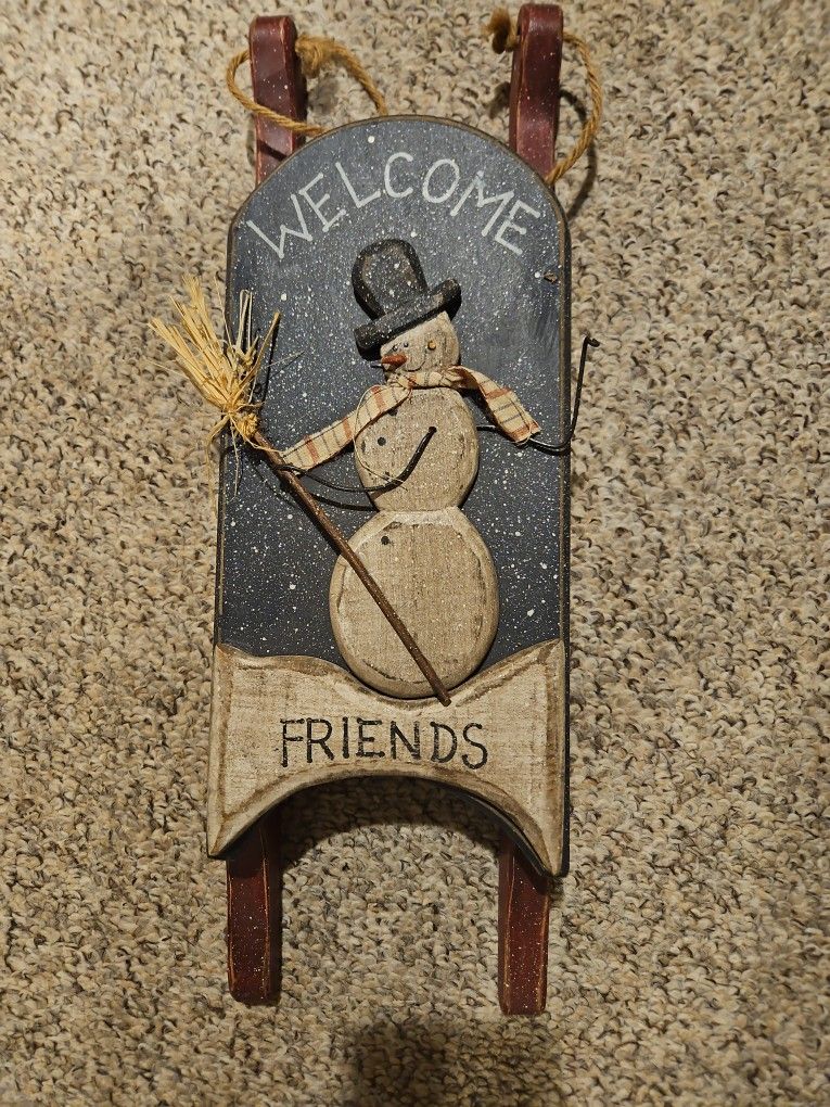 Wooden Snowman Sled