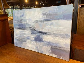 “Clear Water Indigo and Gray” By Silvia Vassileva Wrapped Canvas Print