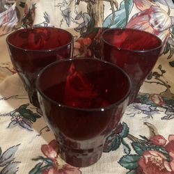 Vintage Mid Century Ruby Red Tumblers