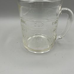 Vintage Hazel Atlas 1 Cup Glass Measuring Cup Embossed Clear Straight Side