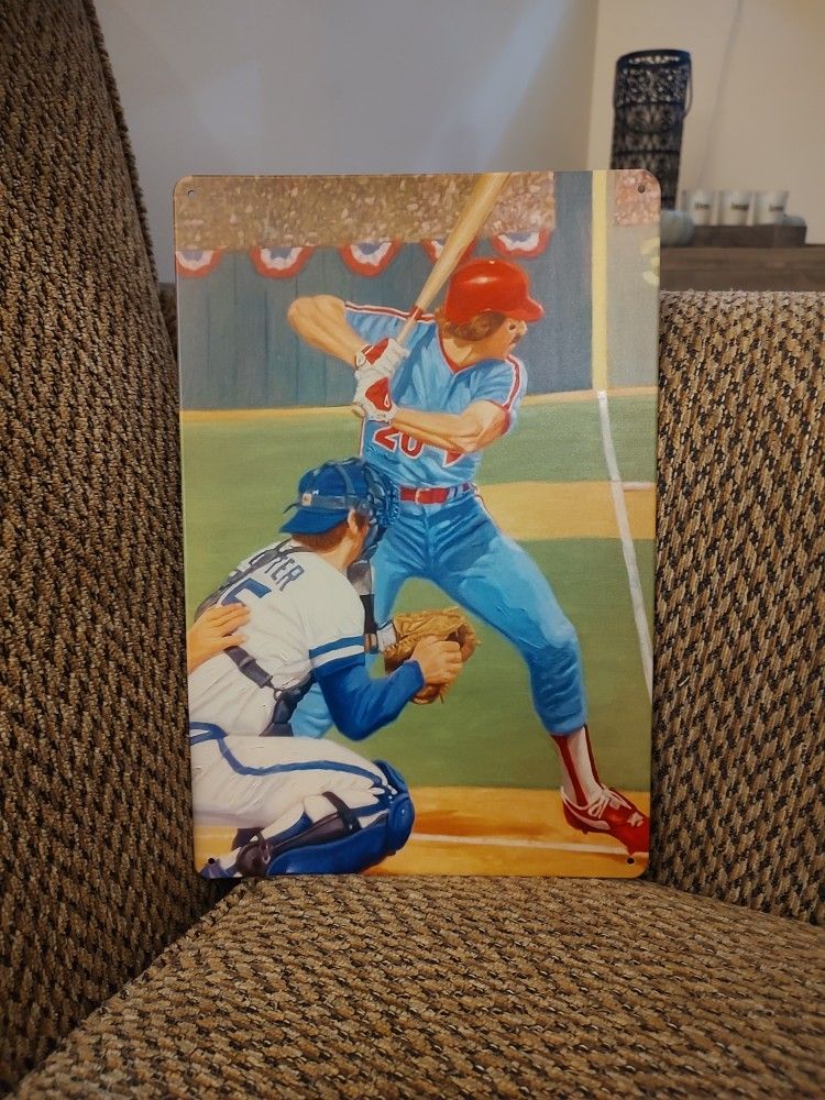 PHILLIES MIKE SCHMIDT METAL SIGN. 12" X 8". NEW. PICKUP ONLY.