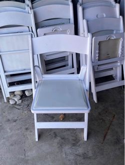 White Resin Folding Chair with Padded Seat