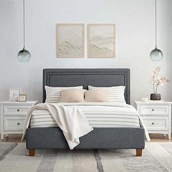 Beautiful King Gray Fabric Bed(New In A Box )