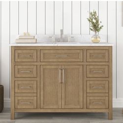 Allen + Roth Connery 48” Bathroom Vanity – Golden Oak – Fully Assembled