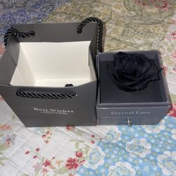 Preserved “Black” Rose With A Heart-Shaped Necklace “I Love You” In 100 Languages 