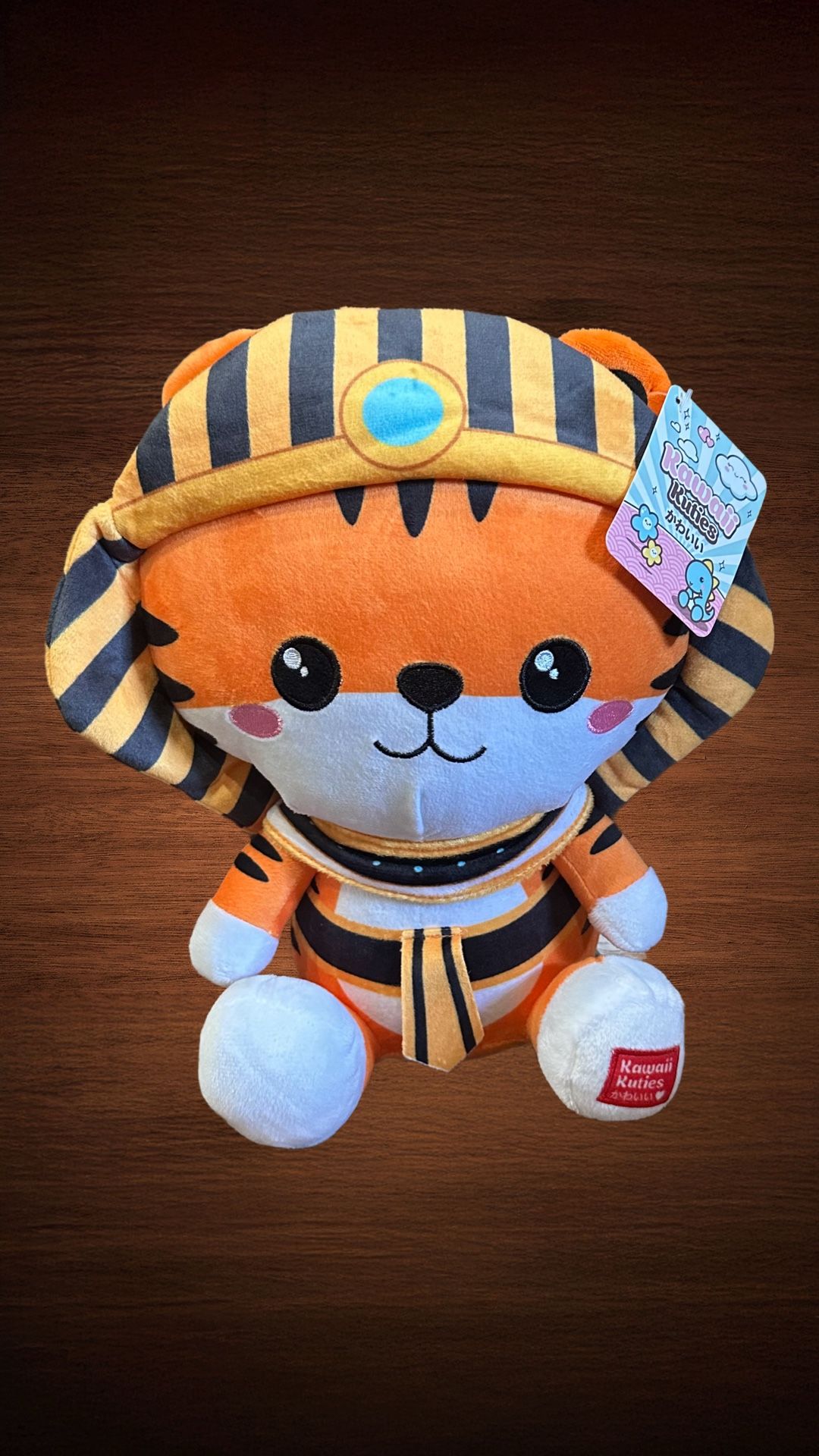 Kawaii Kuties Orange tiger wearing a pharaoh costume. Plush toy. 12 in