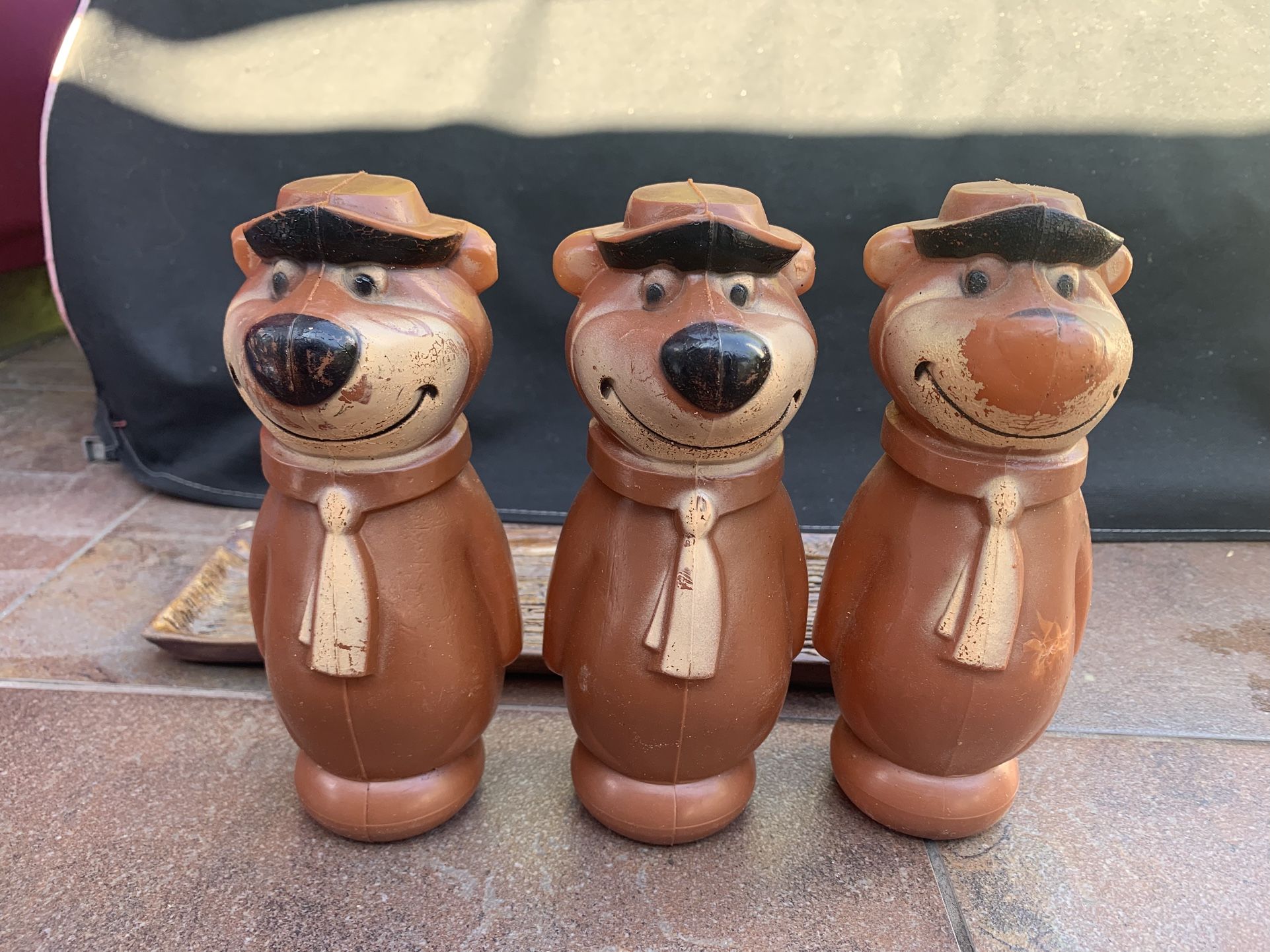 Vintage 60s Hanna-Barbera Blow Mold Plastic Yogi Bear Bowling Pins