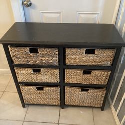 6 Basket Wood Drawer Dresser Table