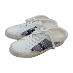 Marc Fisher Women White Leather Fur Lining Miranda Sneakers Size 9 Snakeskin