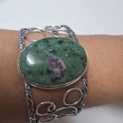 Ruby Zosite 925 Silver Plated Bracelet 