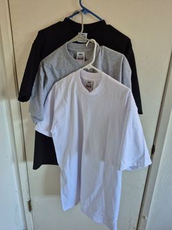 PRO CLUB WHITE 6 BLACK 6 GARY 6 TOTAL 18 PC MAN'S HEAVYWEIGHT COTTON SHORT SLEEVE T SHIRT SIZE L TALL