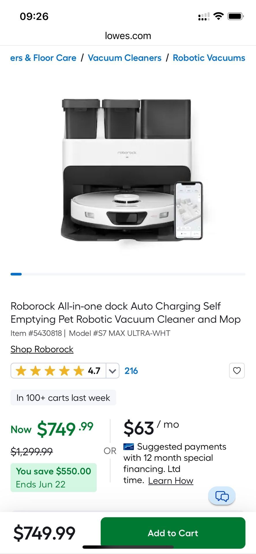 Roborock S7 Max Ultra Robot Vacuum(brand new)