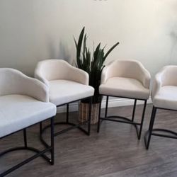LUE BONA 27" H Counter Height Bar Stools Set of 4, Modern Counter Stools with Curved Backrest and Ar