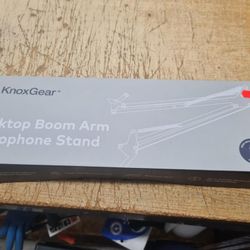Knox Gear Boom Arm Microphone Stand for Podcasts, Studio Recording, Radio Broadcast, and Gaming, Microphone Desk Stand with 360-degree Rotation, Black