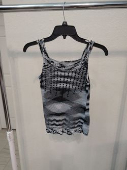 knitted black and grey tank top women, size XS