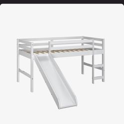 Twin Bed With Slide Sturdy Wood 