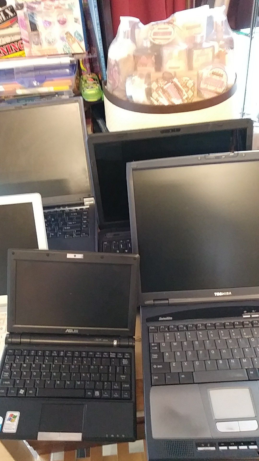 6 Laptop Computers 3 Toshiba 1 iBOOK 1 ASUS