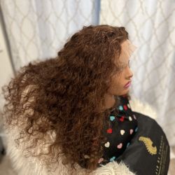 24 Inches Wet/wavy Curls Human Hair Lace Wig 