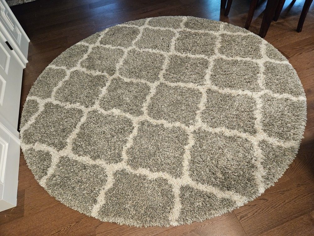 Large round Thomasville Luxury Shag Area Rug 94 inches