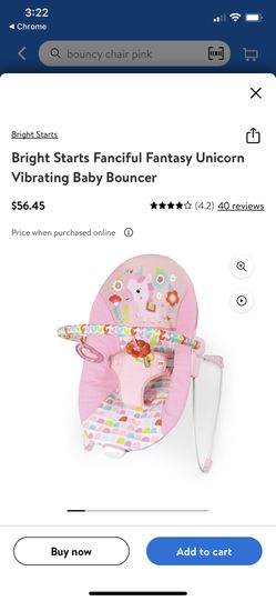 Bright Lights Unicorn Pink Vibrating Baby Bouncer Bouncy Chair