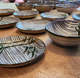 Ucagco Occupied Japan Vintage Bamboo Style 40 Piece Dinnerware Set
