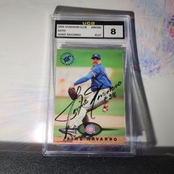 1995 STADIUM CLUB JAIME NAVARRO AUTOGRAPHED SIGNED #537 UCG 8 NM-MT  CUBS