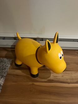 Yellow Inflatable Bouncy Dog Kids Ride-On Toy
