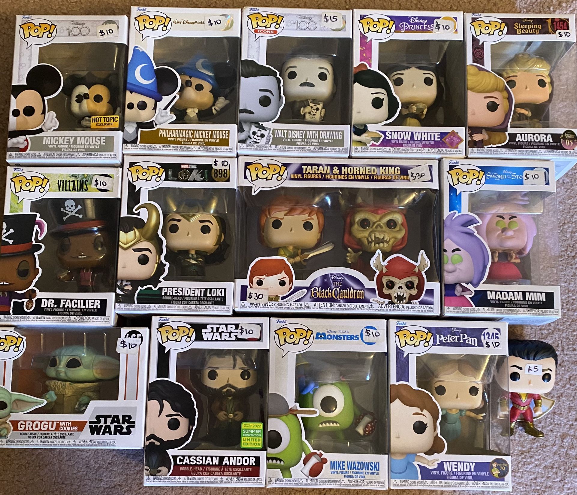 Various Disney Funko Pops Mickey Princesses Pixar Star Wars